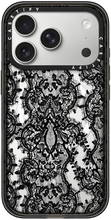 CASETiFY Impact iPhone 17 Pro Case [Slim/Compatible with Magsafe / 8.2 ft. 4X Military Grade Drop Protection] - Lace Pattern - Clear Black