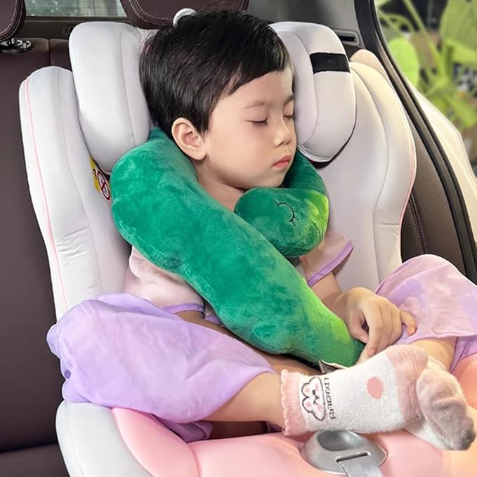 Car Travel Pillow for Kids Car Seat Pillow Cute Cartoon Travel Pillow Cushion Breathable Head and Body Support Pillow for Sleeping Travel Neck Rest Car Seat Pillow Long Journey&Road Trip