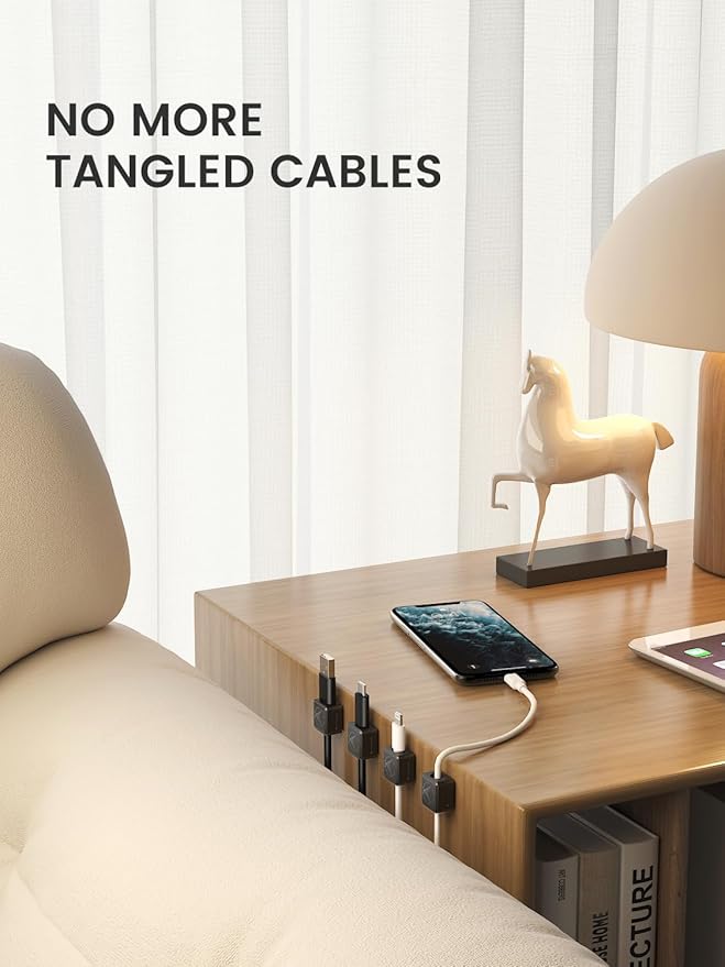 Magnetic Cord Organizer, 8 Pack Adhesive Charging Cable Clips Holder for Nightstand, Easy Secure Cord Keeper Cable Clips Wire Management for Phone, Home, Office, Desk| Universal Fit| Strong Magnet