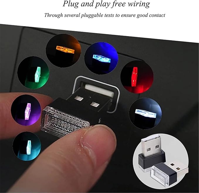 1/4/10 PCS USB LED Light Car Interior Styling Atmosphere Decorative Lamps Mini Universal Portable Ambient Lighting Kit Red Bule(1 PCS_White)