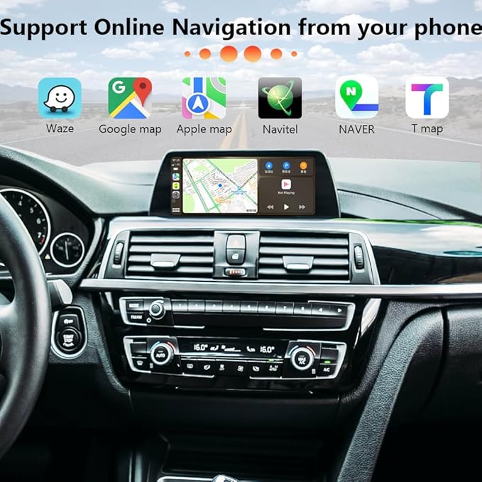 Carplay Android Auto Adapter for BMW NBT System Wireless Carplay Retrofit Decoder with 1 2 3 4 5 6 7 X1 X3 X4 X5 X6 Series Support Airplay Mirror Link, GPS/Navigation, Reverse Camera