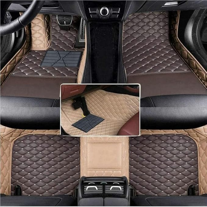 Car Floor Mats Automotive Floor Mats Vehicle Specific All Weather Protection Custom Compatible with Most of 98% Cars SUVs (Beige and Brown)