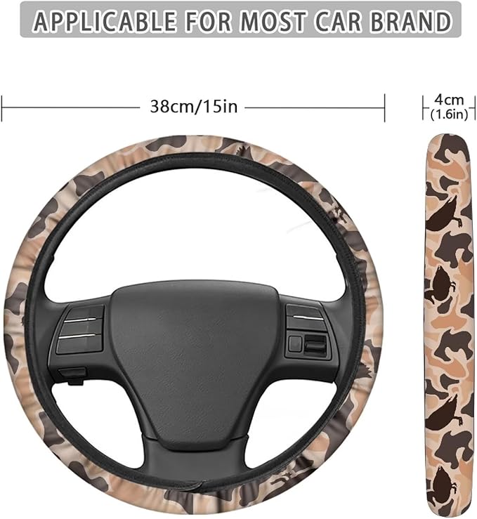 SEANATIVE Duck Camo Hunting Auto Steering Wheel Cover Auto Interior Protector Accessiores,Non-Slip Universal fit 15 inch, for Van Car Sedan SUV