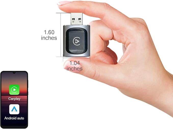 AuroraLink JC015 Wireless CarPlay & Android Auto Adapter - 2-in-1 Plug and Play Mini Dongle, Stable & No Delay Wireless USB Adapter for iPhone/Android Cars, with Dual-Band WiFi & Bluetooth 5.2