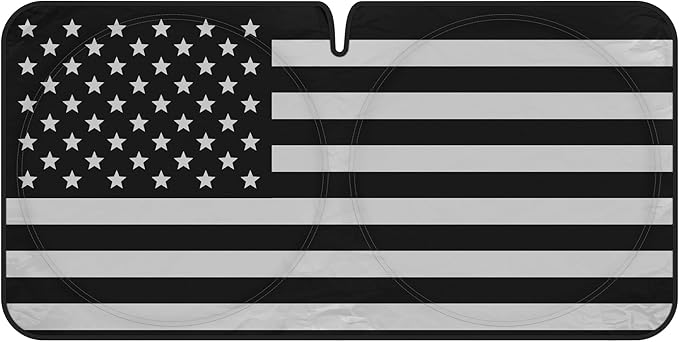 Motor Trend USA Black American Flag Car Windshield Sun Shade for Front Window, Foldable Car Sun Shade with Patriotic Graphic, Collapsible Sun Visor Sunshade for Cars Windshield (Large 69" x 35")