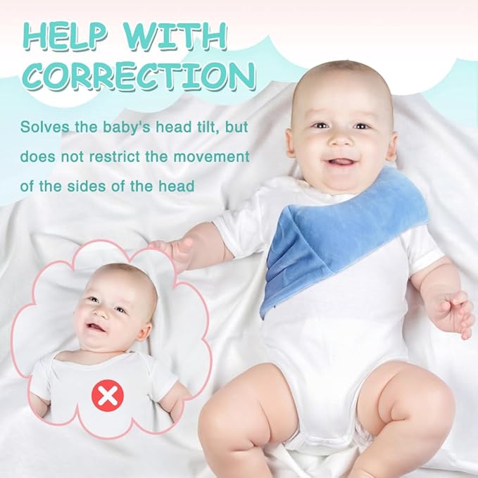 Torticollis Pillows for Infants - Neck Support Newborn Baby Carseat Head Positioner Toddler Plagiocephaly Cushion Traveling Sleep Correction Adjustable Soft Flannel