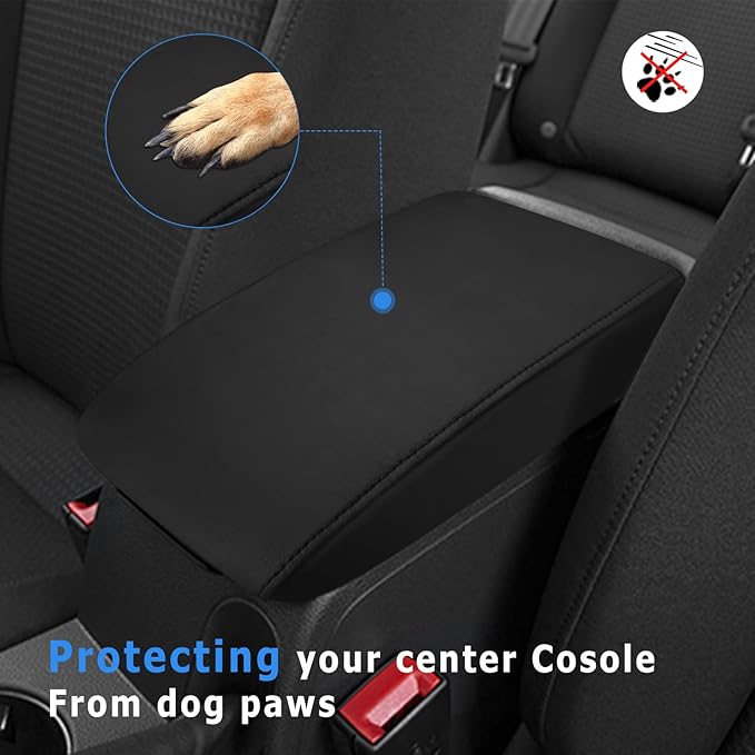 INTGET Car Center Console Armrest Cover for VW Volkswagen Jetta Accessories 2012 2013 2014 2015 2016 2017 2018 Middle Arm Rest Seat Box Cover Elbow Cushion Pad (Black, 2012-2018 B Version)