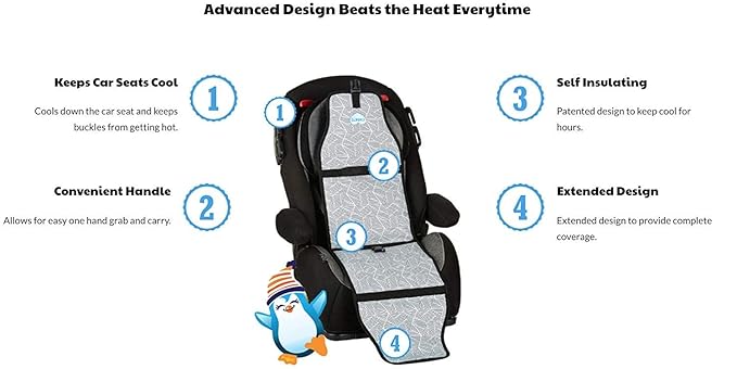 Car Seat Cooling Pad for Babies, Toddlers, and Kids - Comfortable and Durable Cooling Pad for Hot Summer Days - One Size Fits All, Space White