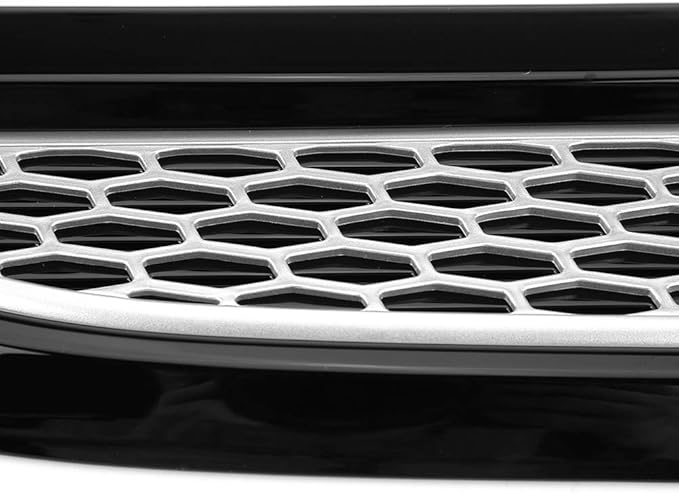 Exterior Hood Air Vent Outlet Wing Trim ABS Plastic Hood Air Vent Trim Replacement for 2012-2018 Sport 2014-2018 Discovery 4 2010-2016 2 2007-2014 (Black & Silver)