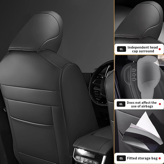 Custom Fit Seat Covers for Toyota Highlander: 2020 2021 2022 2023 2024 2025 Full Set 8 Passenger 3 Row Faux Leather Car Seat Protector Compatible Airbag Deep Gray(2020-2024 W/ Second Row 40/60 Split)