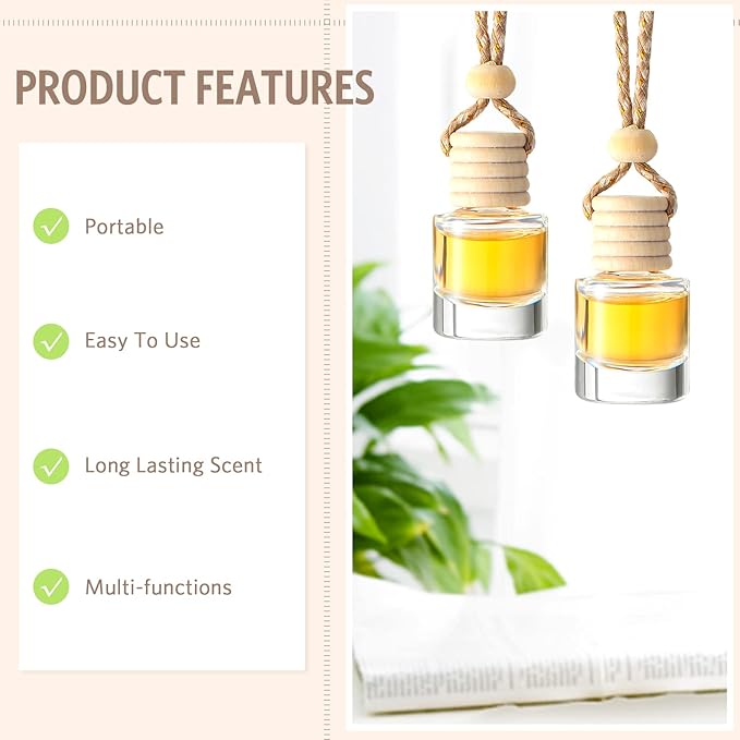 BBTO 100 Pcs Car Air Fresheners Diffuser with Wooden Cap Empty Aromatherapy Diffuser Clear Fragrance Holder Pendant Hanging Perfume Fresheners Bottles for Car Decor(Classic,Clear)