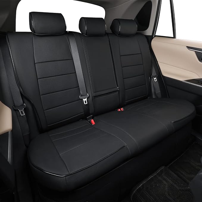 EKR Rav4 Seat Covers Custom Fit for Toyota Rav4 2021-2024 Prime SE,XSE & 2019-2025 Hybrid/PHEV SE,XSE, Leather Car Seat Cover Full Set for SUV,Faux Leather(Black)