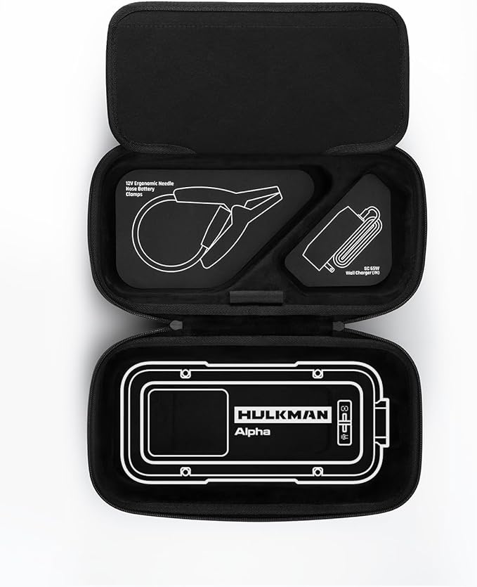 Hulkman Alpha Bagx Jump Starter Case, Hard EVA Protective Carrying Bag Compatible with Alpha 1000A/1250A Car Battery Jump Starters, Shockproof Water-Resistant Storage Organizer for Booster Cables