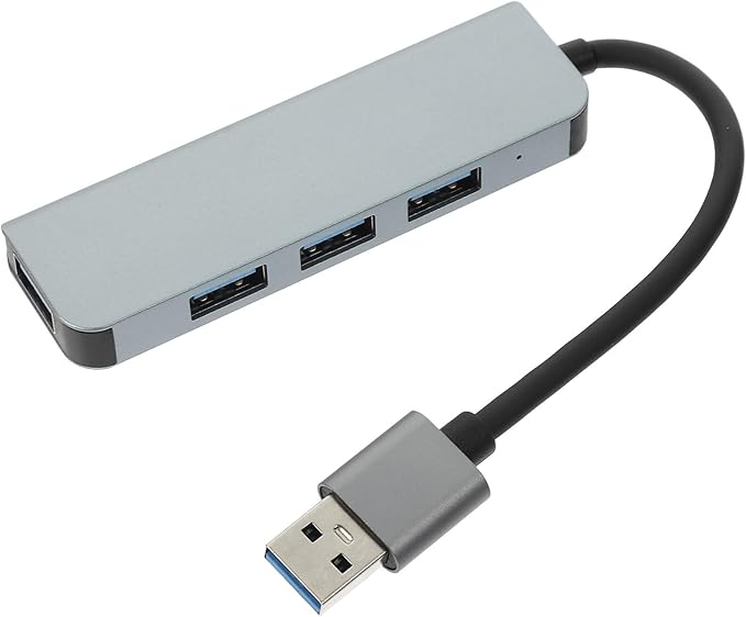 Port USB Hub Extension with Aluminum Case Portable USB Splitter Expander for Laptop High-Speed Data Transfer Plug and Play