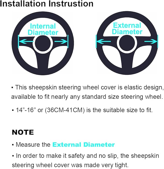 3Pcs Set Fashion Fluffy Fuzzy Wool Fur Soft Steering Wheel Cover with Handbrake Cover & Gear Shift Cover for Women Girls Car Decoration Long Wool Accessories 14 1/2-15 1/2 inchs (Steel)