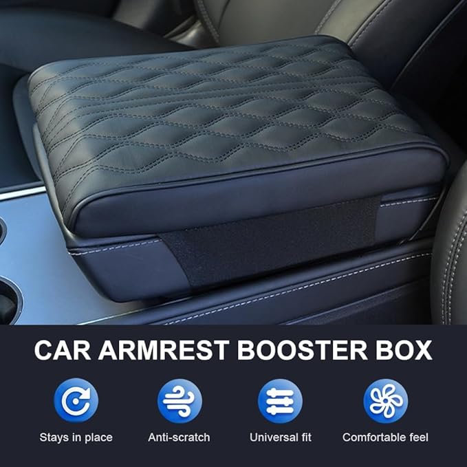 Leather Car Armrest Box Pad, 2026 New Upgrade Waterproof Universal Memory Cotton Armrest Box Pad, Center Console Lid, Car Center Console Cover for Most Vehicle, Car Accessories (Grey)