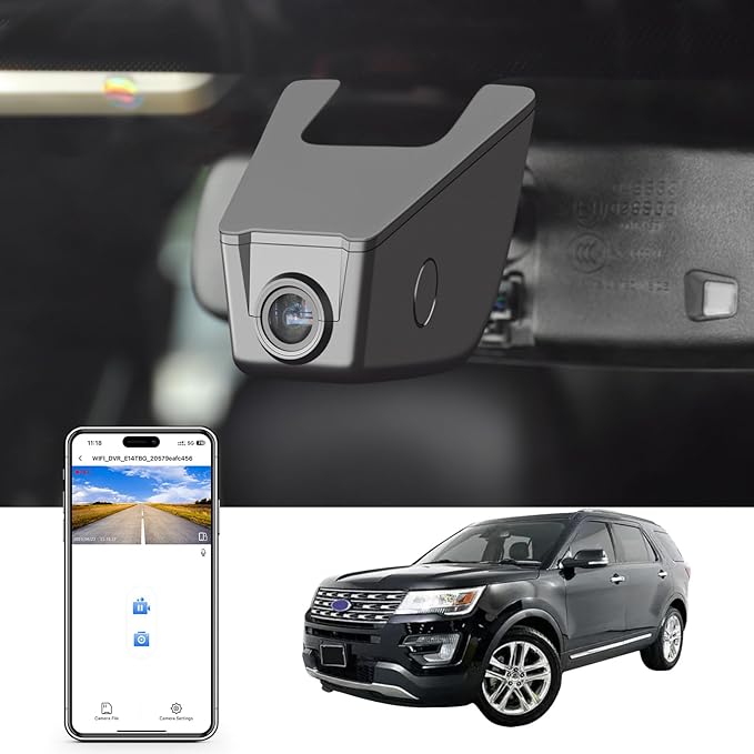 Mangoal 4K Dash Cam Custom for Ford Explorer U502 2011-2019, Base XLT ST_Line Limited Timberline Platinum King Ran(Model B), UHD 2160P Video, WiFi & App, 64GB Card