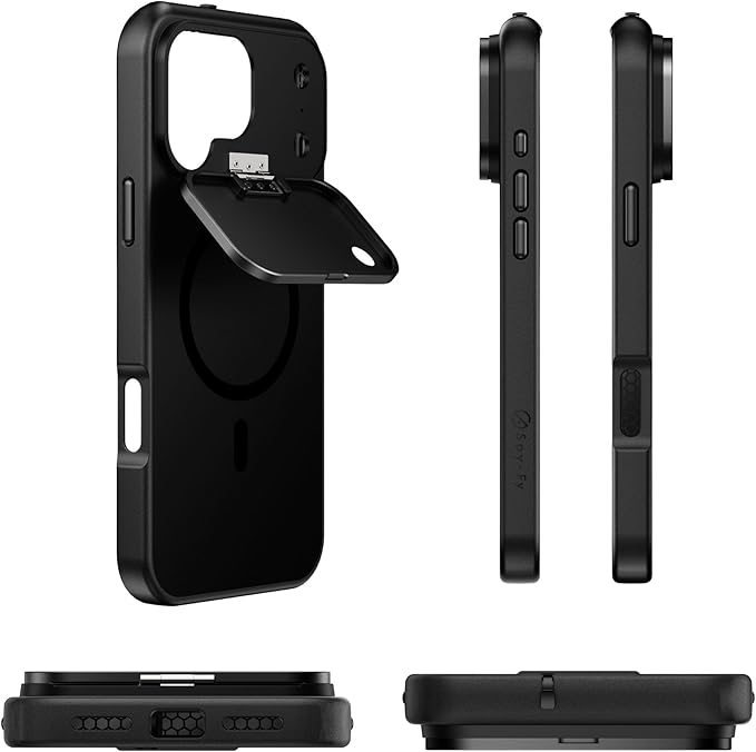 Spy-Fy iPhone 17 Pro Privacy Case | Front and Rear Camera Covers | MagSafe iPhone Case with Lens Protection | Camera Blocker for Privacy and Safety | Slim Shockproof Phone Cover 6,3-inch Black
