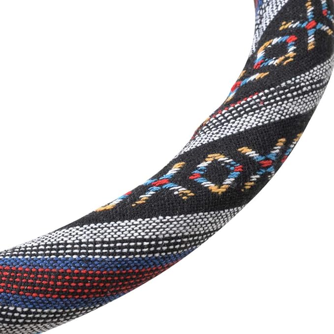 Carbella Woven Boho Bohemian Hippie Saddle Blanket Style Steering Wheel Cover for Women - Fits Most Standard Wheel Sizes 14.5 - 15 inch Woven Style - Aztec / Incan