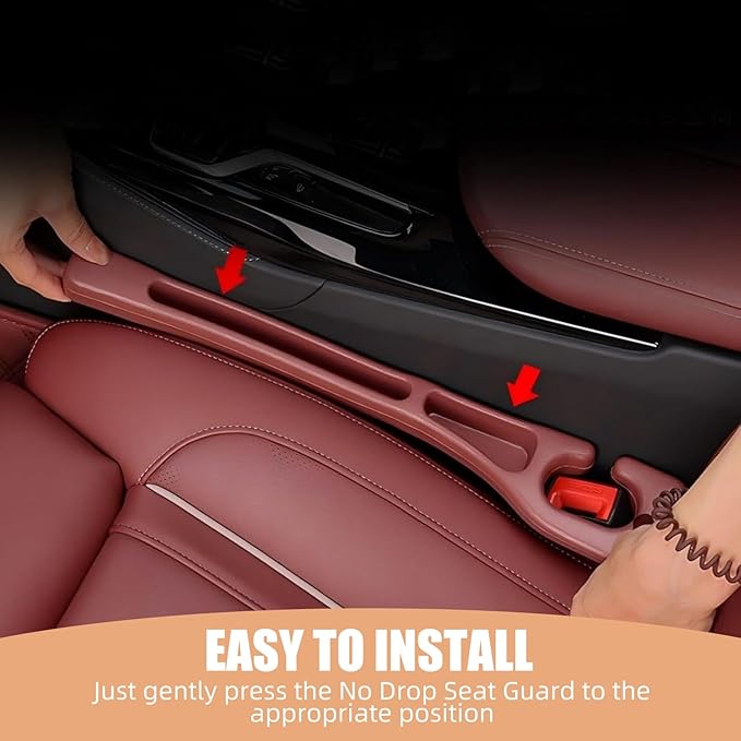 Car Seat Gap Filler Set of 2, Premium Interior Car Accessories, Multifunctional Car Storage Solution with Non-Slip Design, Fits Most Vehicles (Beige)