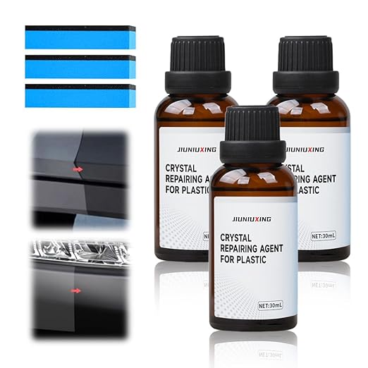 Plastics Parts Crystal Coating, 2025 Upgraded Leather Plastic Polishing Renovation Coating Agent, Car Trim Restorer with Sponge, Crystal Coating for Cars Interior or Exterior (3)