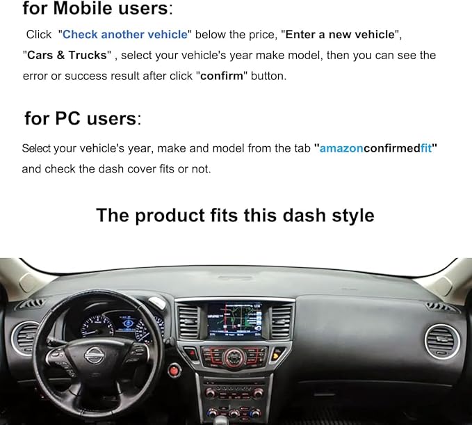 Dash Cover Mat Custom Fit for Nissan Pathfinder Dashboard Cover Pad Carpet Protector(Black) F157