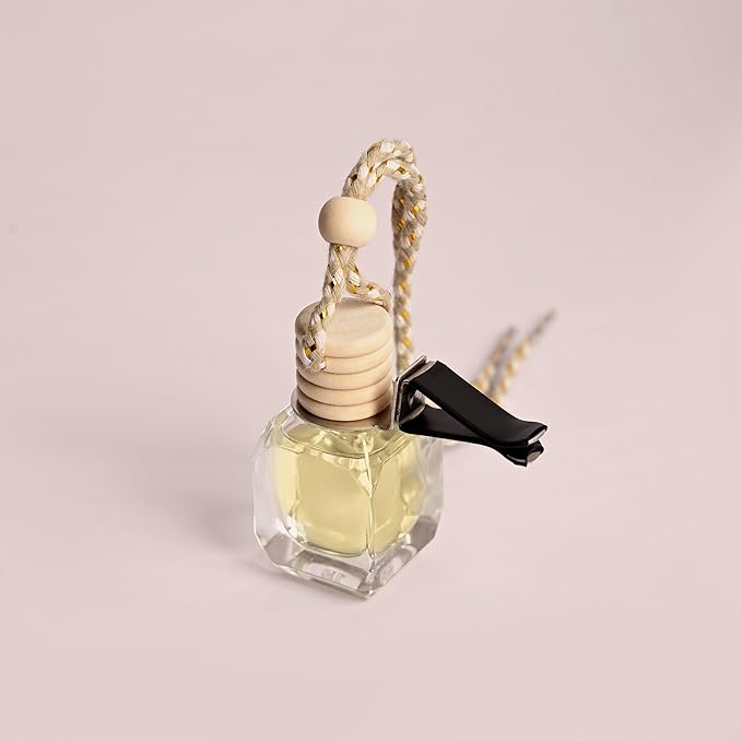 Llum Lemongrass Hanging Car Air Freshener – Luxury Automotive Perfume Diffuser 10ml (0.34 fl oz), Long-Lasting Fragrance, Alcohol-Free Non-Toxic Scent, Glass Bottle With Wood Cap & AC Vent Clip