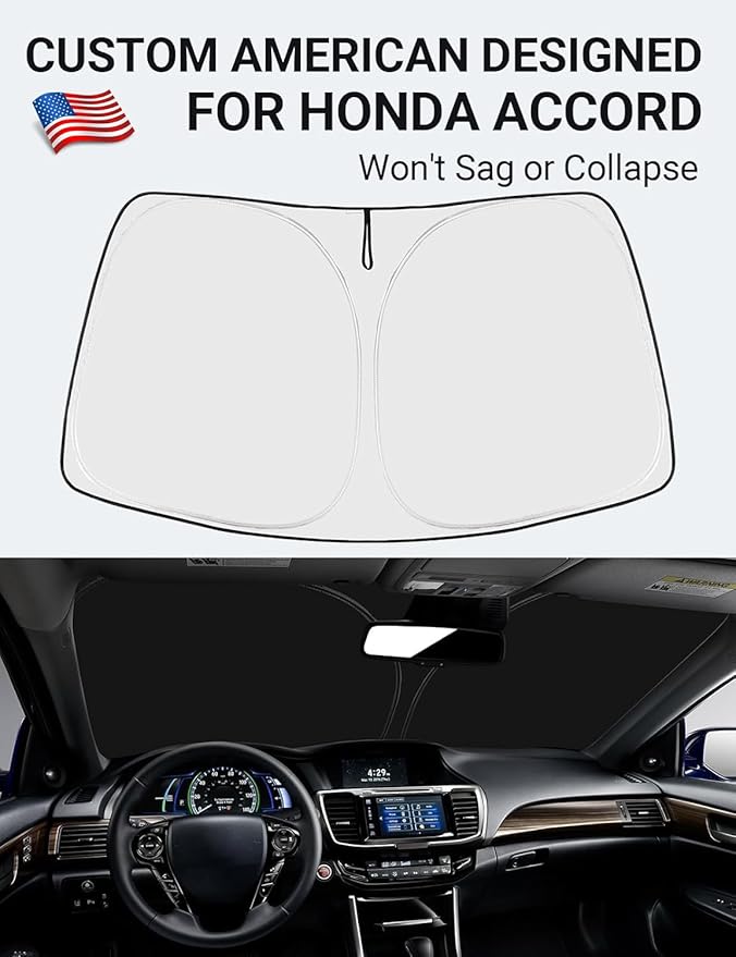 Proadsy 2026 Upgrade Front Windshield Sun Shade Foldable Sunshade Protector Custom Fit 2014-2017 Accord Sedan LX Sport EX EX-L Touring Accessories