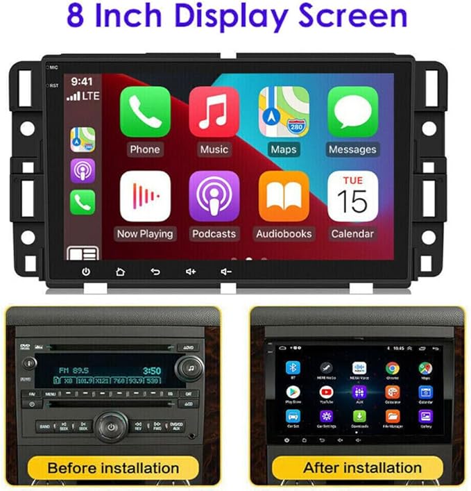 Android 13 Car Radio Stereo Upgrade for 2006-2013 Chevrolet Impala 8 Inch Touch Screen GPS Navi Head Unit Radio Double Din Car Stereo w/Wireless Carplay & Android Auto Bluetooth BT DSP SWC