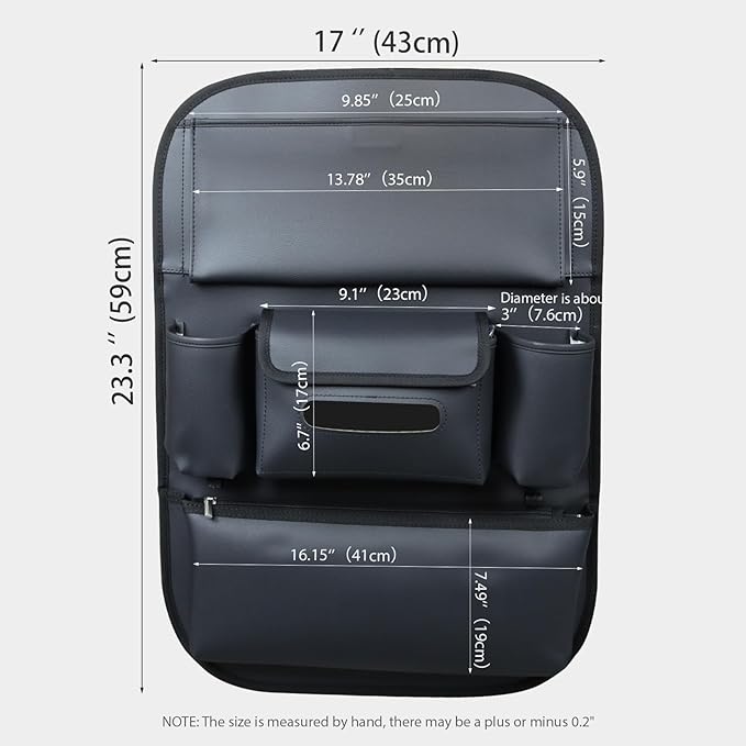 Viaviat Car Seat Organizers Waterproof Backseat Protector with Storage Pocket Large Leather Kick Mats for Kids Pets Automobile SUV Truck (Black, Large Pocket)