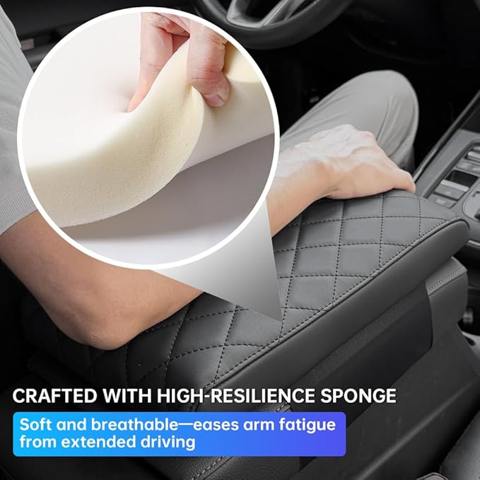 CRV Center Console Cover/Pad Fit 2023 2024 2025 2026,Faux Leather Honda CRV Armrest mat,Posture Improving Support Cushion,Protector Middle Console,Waterproof, Wear-Resistant,Flame-Retardant