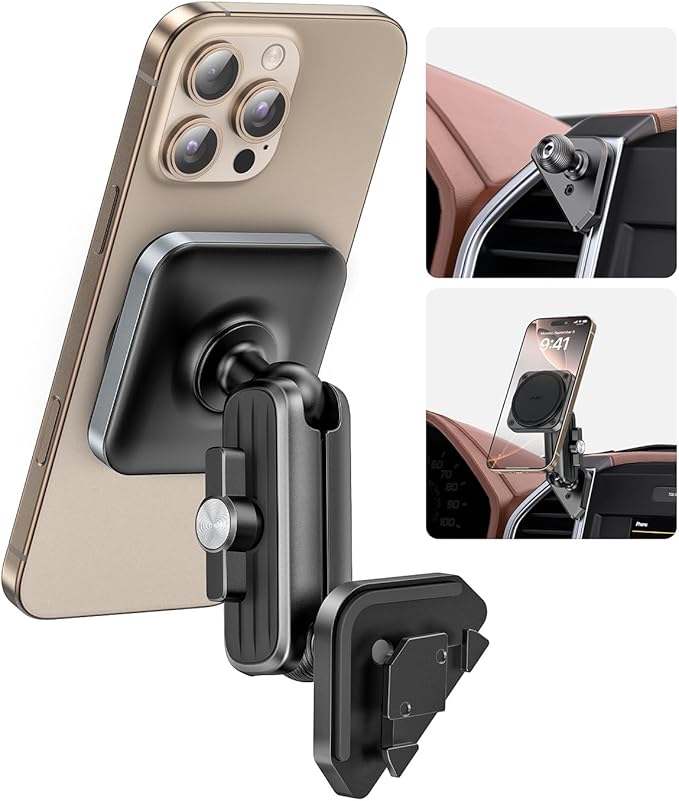 APPS2Car Magnetic Vent Mount for Ford F-150 (2015–2020), Super Duty (2017–2021) & 2022 (XL & XLT), Expedition (2018–2021), Compatible with iPhone 12-17 Series & MagSafe Case, Metal Socket Arm