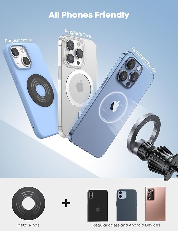 Lamicall for MagSafe Car Mount - [20 Super Magnets] Magnetic Car Phone Mount, Air Vent Phone Holder Car, Hands Free Cell Phone Holder Clip Car Accessories fit iPhone 17 16 Silver