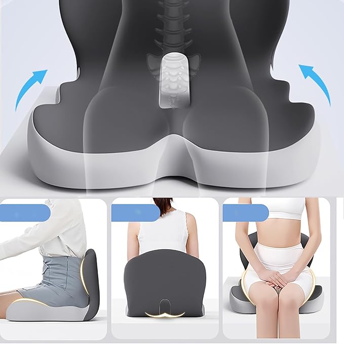 Back and Seat Cushion, Car Seat Cushion for Cars with Lumbar Support,Seat Cushion for Truck Driver, Ergonomic Memory Foam Non Slip Seat Skin with Back Support for Office Chair, Car Seat (B Type)
