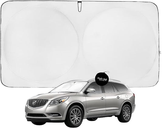 Windshield Sun Shade -Certified 99.87% UVB & 99.02% UVA Car Sun Shade. Award Winning Sunshade - Patented Technology | Compatible for Buick Enclave (2010-2017) | Car Shades by Kinder Fluff