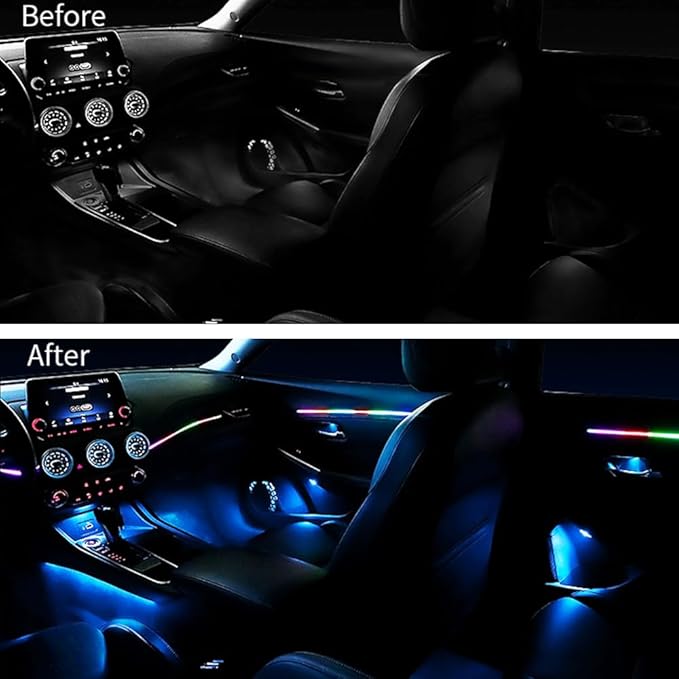 Interior Car Strip Lights Acrylic Car Decorative Lights with APP Control Multicolor Internal Lighting Kit Music&DIY Function Ambient Fiber Optic Strip LEDs Valentine’s Day's for Truck