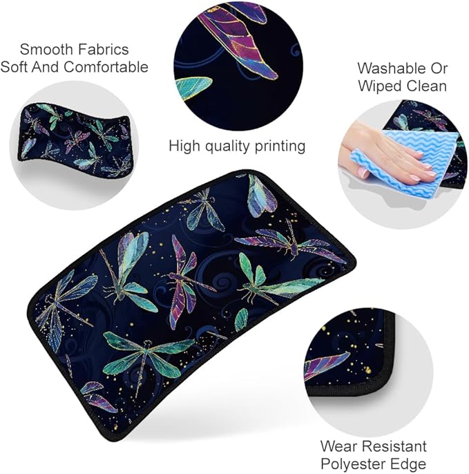 1pc Center Console Armrest Cover Pad 12.6x7.5 inch Dragonfly Neoprene Car Armrest Cushion Waterproof Armrests Seat Box Cover Protector for Universal Cars Vehicles SUVs