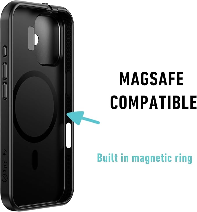 Spy-Fy iPhone 16 Privacy Case with Camera Covers Front and Rear | Magsafe compatible and Kickstand | Protect Your iPhone and Privacy | 6-Foot Drop Proof | 6,1 Inch | Camera Protection by Valenta