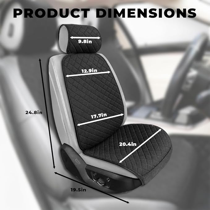 2PCS Linen Car Seat Covers Front Seats,Breathable Cloth Fabric Car Seat Protector - Universal Cloth Seat Covers Fit for Cars, Vans, SUVs, Trucks and for All Seasons - Black