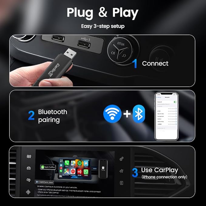 Carlinkit Wireless CarPlay Adapter MINI SE for iPhone, Convert OEM Wired to Wireless CarPlay 2026 Dongle Plug & Play Auto Connect Fast Easy Use for Cars from 2016