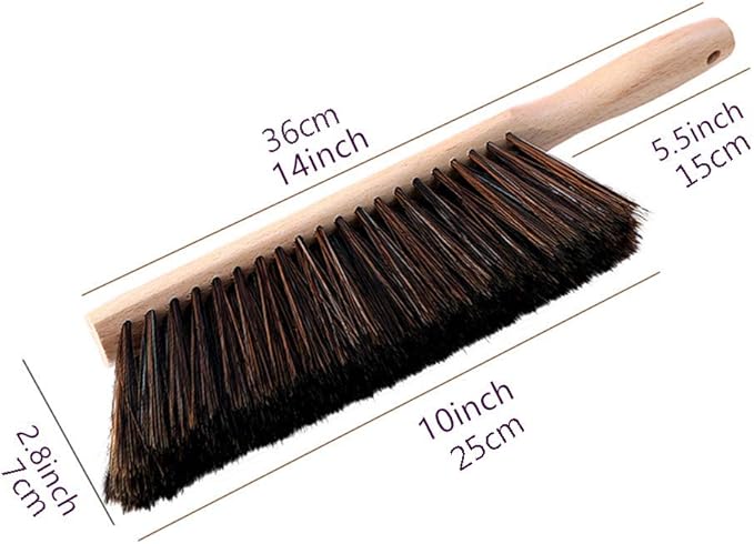 Soft Bristle Hand Brush Wooden Handle for Woodworking Shop Bench, Sawdust Removal Non-Scratch 14 Inch Long (Brown)