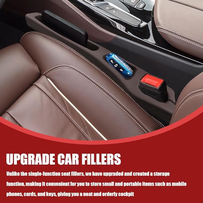 2PCS No Drop Seat Guard, Car Seat Gap Filler, Multi-Function Car Side Gap Filler for Prevent Items Falling, Universal Auto Blocker Between Seats Auto Organizer Accessories for Most Cars