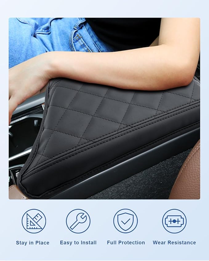 CDEFG for 2025 Volvo XC90 Center Console Cover for 2023 2024 2025 Volvo XC90 Accessories Armrest Cover XC90 Middle Console Pad Arm Rest Cushion Leather Cover