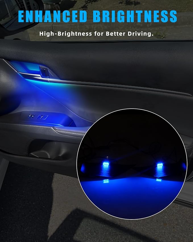 Blue LED Inner Door Handle Bowl Mood Light for 2018 2019 2020 2021 2022 2023 2024 Camry, Classy Interior Illumination, Decorative Interior Mood Lighting, 4PCS