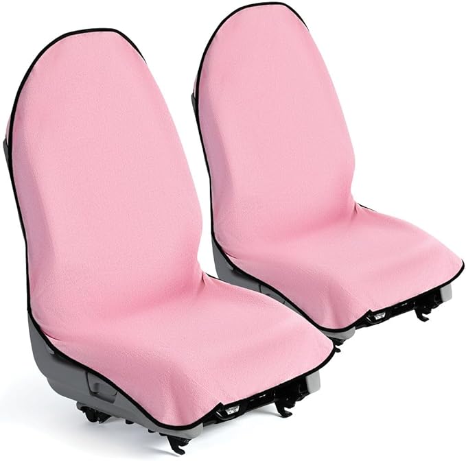 lebogner Car Seat Towel Cover for Post Gym Workout, Running, Swimming, and Hiking, 2 Pack Universal Fit Anti-Slip Waterproof Sweating Bucket Seat Protector for Cars, SUVs and Trucks, Pink