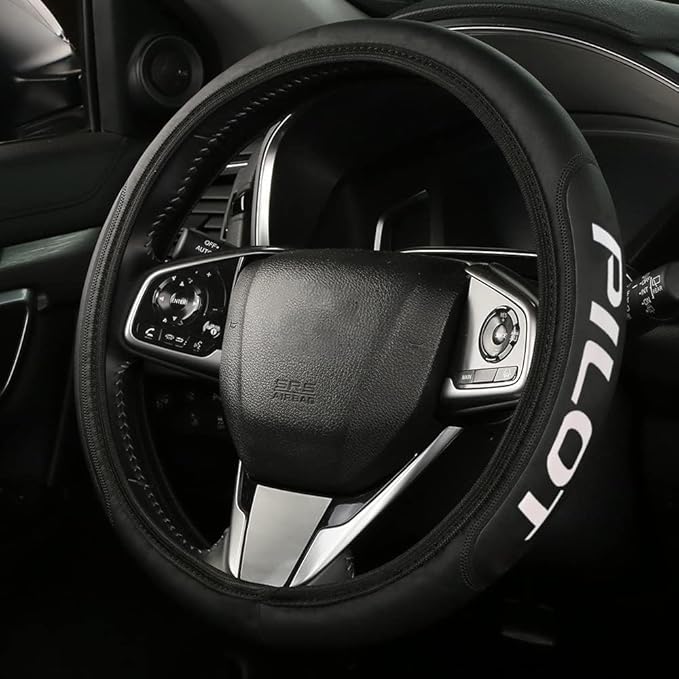 Leather Steering Wheel Cover Compatible with Pilot Car Universal Size