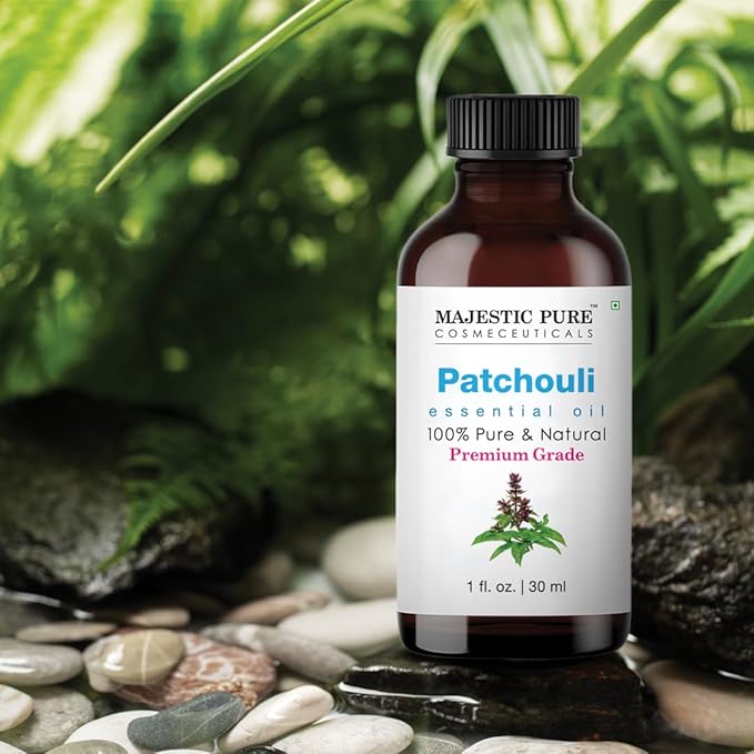 Majestic Pure Essential Oil with Glass Dropper - 100% Pure and Natural - Essential Oils for Diffuser, Aromatherapy, Soap and Candle Making, Patchouli Essential Oil, Patchouli Oil, 1 Fl Oz (Pack of 2)