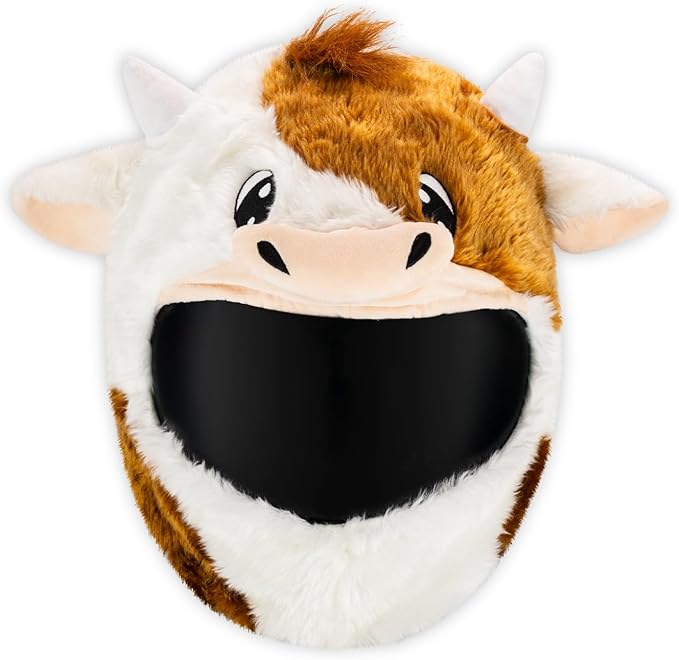 Moto Loot Helmet Cover for Motorcycle Helmet, Fun Rides and Gifts (Cover Only. Helmet Not Included) - Cow