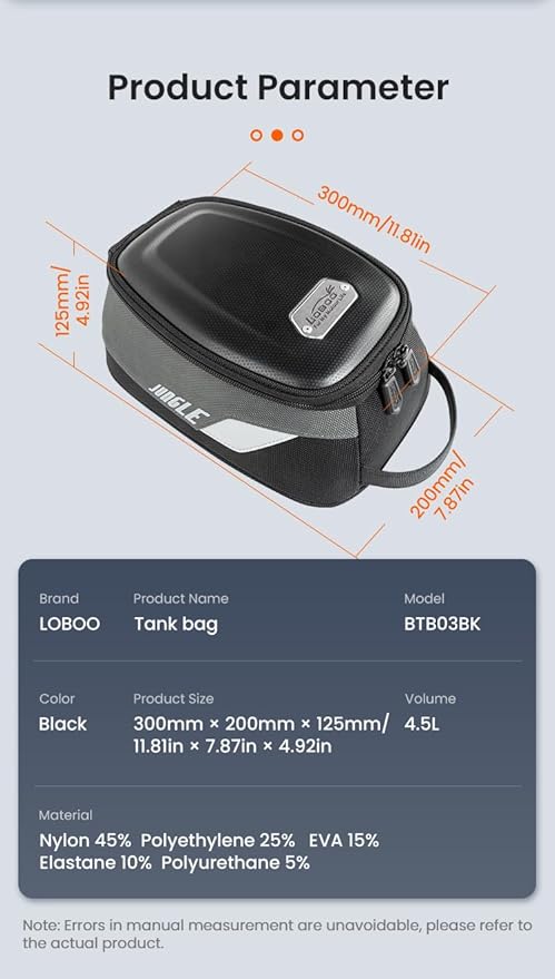 Loboo Motorcycle Tank Bag Expandable Motorcycle Bag, Magnetic Suction Quick Release ，Compatible With CFMOTO 400GT 250CL-X 450SR 450NK (BTB03, Tank Bag Base Adapter 601)