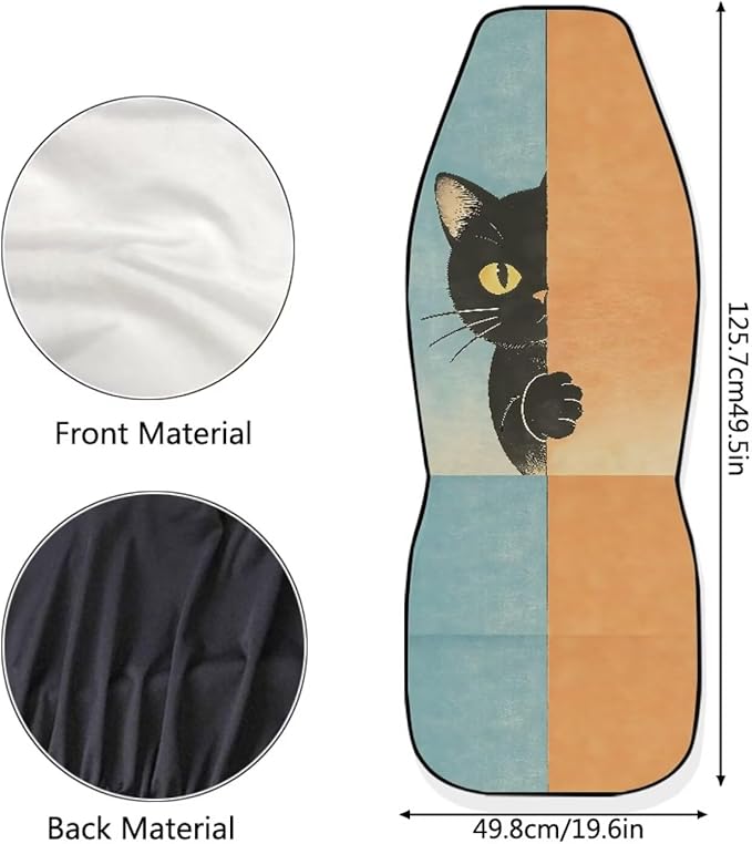 BIGCARJOB Cute Cat Car Seat Cover Set for Front Seat Only, 2 Pack Auto Front Seat Protector Saddle Blanket for Women Car Interior Accessories